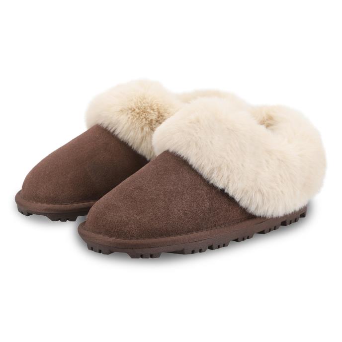 Isotoner® Ladies Suede Bootie With Fur Cuff Brown Extra Image 1